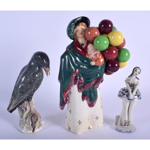 110 - A ROYAL DOUTLON FIGURE etc. Largest 22 cm high. (3)