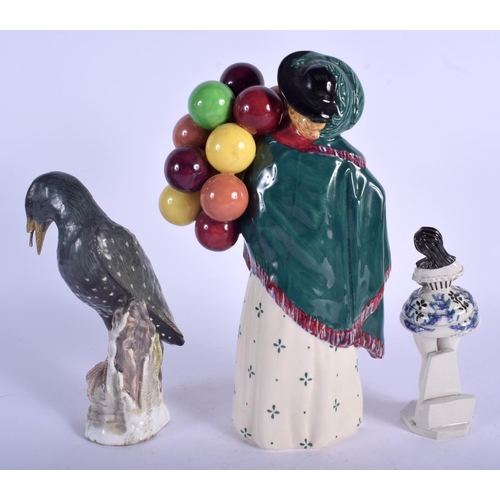 110 - A ROYAL DOUTLON FIGURE etc. Largest 22 cm high. (3)