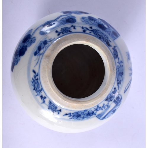 1151 - AN 18TH/19TH CENTURY CHINESE BLUE AND WHITE PORCELAIN GINGER JAR Qing, painted with flowers. 15 cm x... 