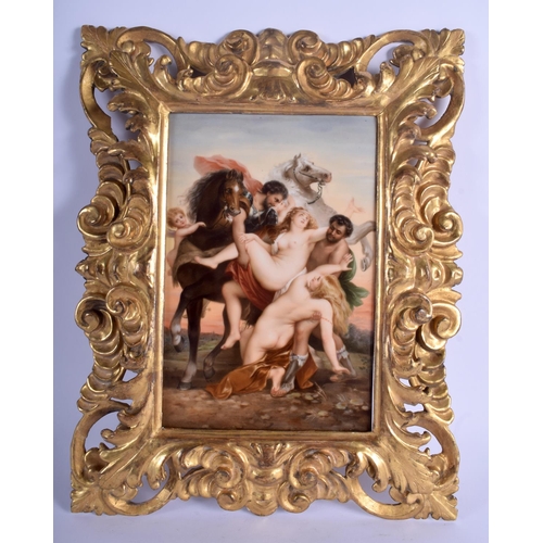 116 - A FINE 19TH CENTURY KPM BERLIN EROTIC PORCELAIN PLAQUE modelled as numerous nude females beside two ... 