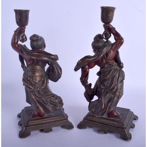 1160 - A FINE PAIR OF 19TH CENTURY JAPANESE MEIJI PERIOD BRONZE SAMURAI in the manner of Miyao Eisuke, mode... 