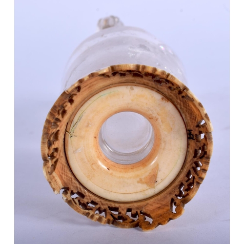 1171 - A VERY RARE 18TH CENTURY CHINESE CARVED ROCK CRYSTAL VASE AND COVER Qianlong/Jiaqing, with ivory fit... 