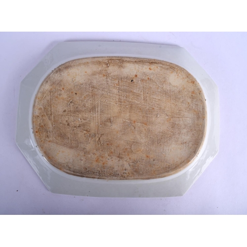 1180 - AN 18TH CENTURY CHINESE EXPORT FAMILLE ROSE OCTAGONAL DISH painted with figures and landscapes. 32 c... 