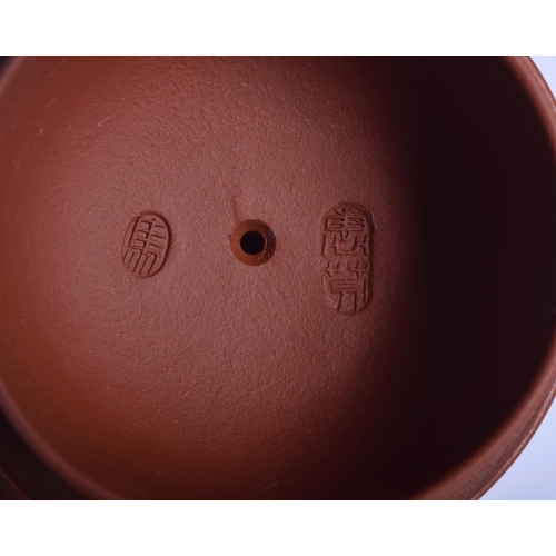 1192 - AN EARLY 20TH CENTURY CHINESE YIXING POTTERY TEAPOT AND COVER by Ma Hui Rong, moulded with bamboo sh... 