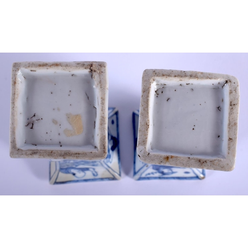 1201 - A PAIR OF 17TH/18TH CENTURY CHINESE BLUE AND WHITE VASES Kangxi/Yongzheng, painted with beasts and f... 