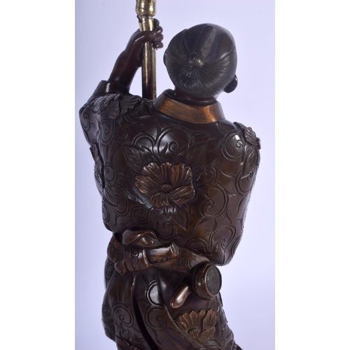 1202 - A 19TH CENTURY JAPANESE MEIJI PERIOD BRONZE AND CLOISONNE ENAMEL LAMP Attributed to Miyao, modelled ... 