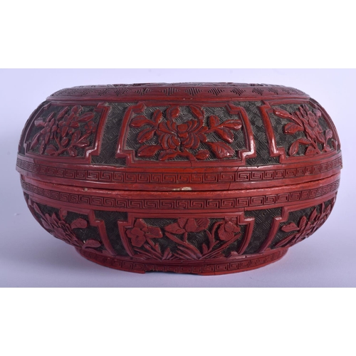 1211 - A LARGE 18TH CENTURY CHINESE CINNABAR LACQUER BOX AND COVER Qianlong, decorated with scholars within... 