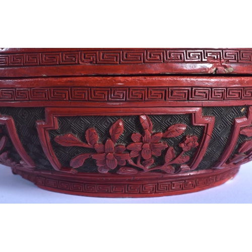 1211 - A LARGE 18TH CENTURY CHINESE CINNABAR LACQUER BOX AND COVER Qianlong, decorated with scholars within... 