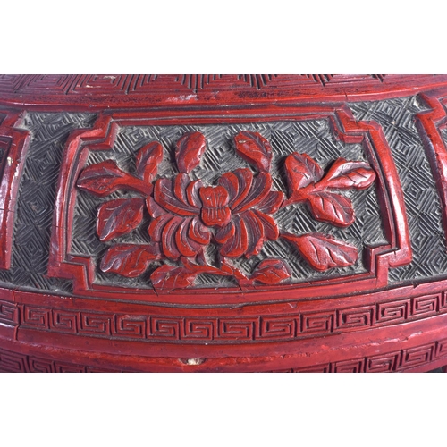 1211 - A LARGE 18TH CENTURY CHINESE CINNABAR LACQUER BOX AND COVER Qianlong, decorated with scholars within... 