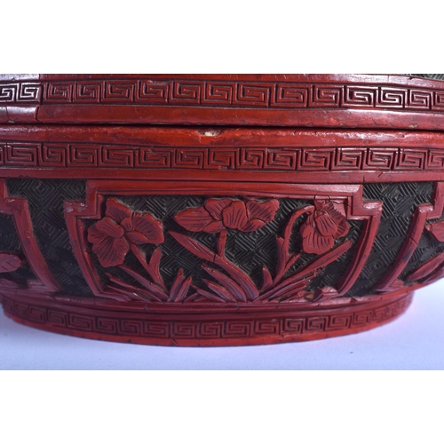 1211 - A LARGE 18TH CENTURY CHINESE CINNABAR LACQUER BOX AND COVER Qianlong, decorated with scholars within... 