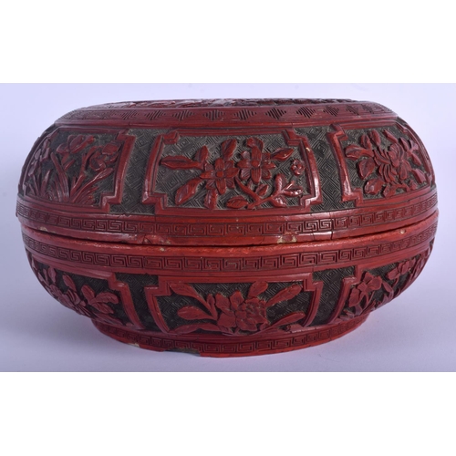 1211 - A LARGE 18TH CENTURY CHINESE CINNABAR LACQUER BOX AND COVER Qianlong, decorated with scholars within... 
