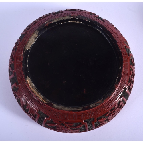1211 - A LARGE 18TH CENTURY CHINESE CINNABAR LACQUER BOX AND COVER Qianlong, decorated with scholars within... 