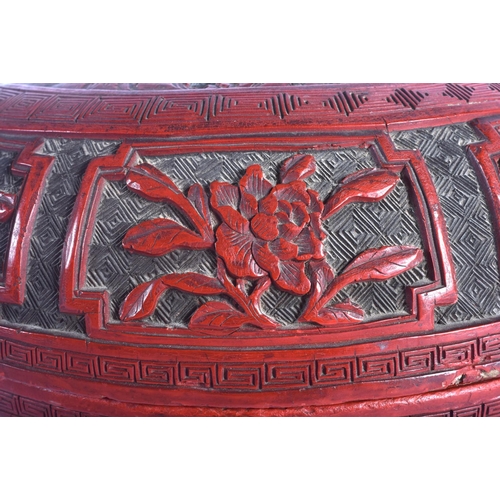 1211 - A LARGE 18TH CENTURY CHINESE CINNABAR LACQUER BOX AND COVER Qianlong, decorated with scholars within... 