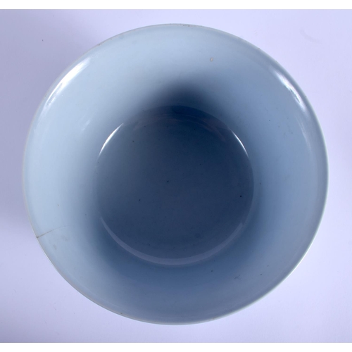 1218 - A CHINESE QING DYNASTY MONOCHROME BLUE GLAZED PORCELAIN BOWL Yongzheng mark and possibly of the peri... 