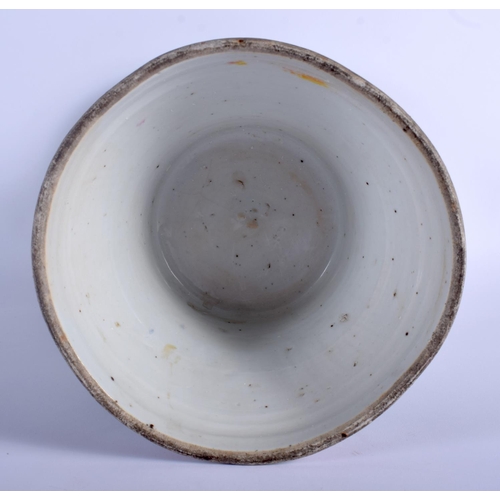 1228 - A LARGE 19TH CENTURY CHINESE CANTON FAMILLE ROSE GU SHAPED VASE Qing, painted with figures and birds... 