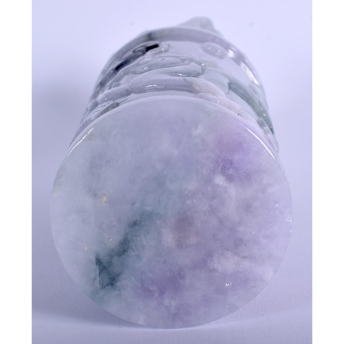 1232 - A CHINESE CARVED LAVENDER JADEITE DRAGON SEAL 20th Century, with buddhistic lion finial. 15 cm high.