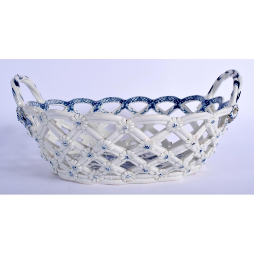 124 - Worcester large pierced basket printed with fir cones, rose hips and flowers under a hand painted bo... 