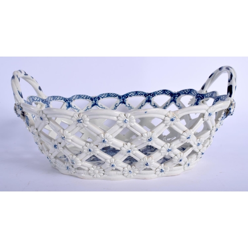 124 - Worcester large pierced basket printed with fir cones, rose hips and flowers under a hand painted bo... 