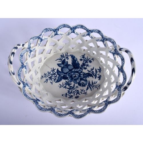 124 - Worcester large pierced basket printed with fir cones, rose hips and flowers under a hand painted bo... 