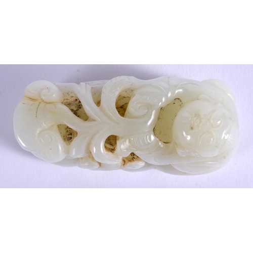 1253 - AN EARLY 20TH CENTURY CHINESE CARVED GREENISH WHITE JADE FIGURE Late Qing/Republic, modelled as a bo... 