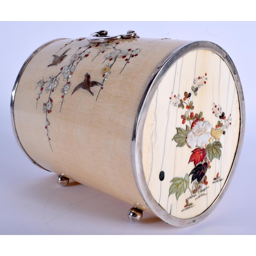 1280 - A FINE 19TH CENTURY JAPANESE MEIJI PERIOD SHIBAYAMA INLAID IVORY DRUM FORM KODANSU Attributed to Mas... 