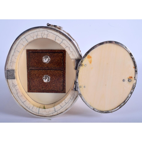 1280 - A FINE 19TH CENTURY JAPANESE MEIJI PERIOD SHIBAYAMA INLAID IVORY DRUM FORM KODANSU Attributed to Mas... 