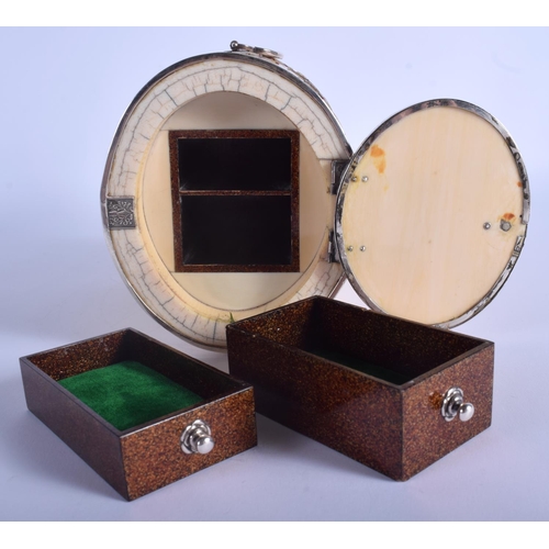 1280 - A FINE 19TH CENTURY JAPANESE MEIJI PERIOD SHIBAYAMA INLAID IVORY DRUM FORM KODANSU Attributed to Mas... 