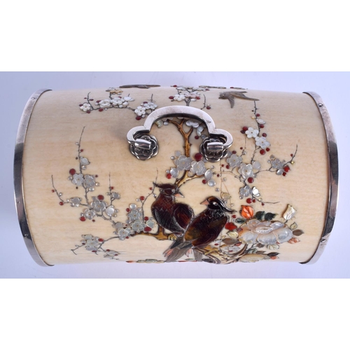1280 - A FINE 19TH CENTURY JAPANESE MEIJI PERIOD SHIBAYAMA INLAID IVORY DRUM FORM KODANSU Attributed to Mas... 