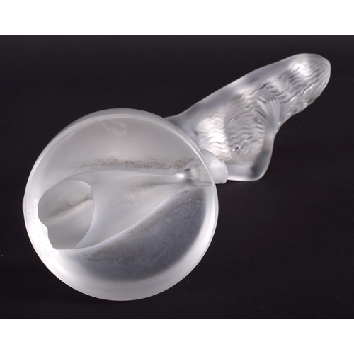 13 - A FRENCH LALIQUE GLASS FIGURE OF A NUDE FEMALE modelled leaning backwards. 15 cm x 12 cm.
