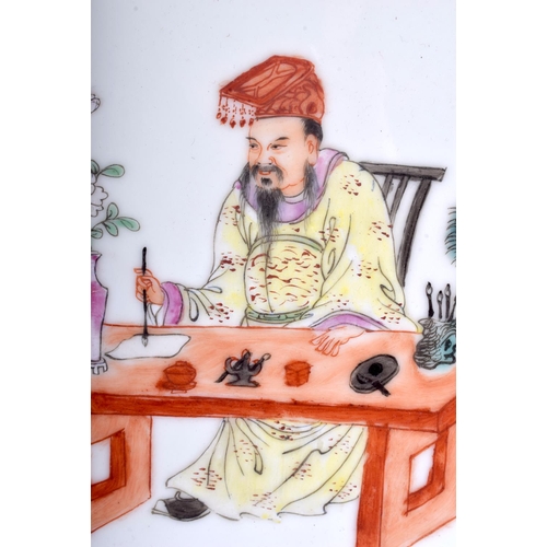 1326 - A CHINESE FAMILLE ROSE PORCELAIN PLAQUE 20th century, painted with a version of Zhu's family philoso... 