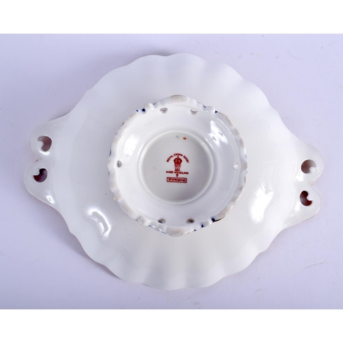 191 - Royal Crown Derby  rare pattern pedestal dish with pierced handles. 24 cm wide.