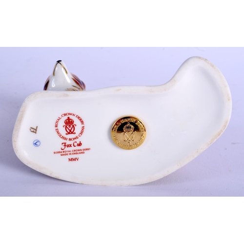 196 - Royal Crown Derby imari paperweight of Fox Cub. 11.5 cm wide.