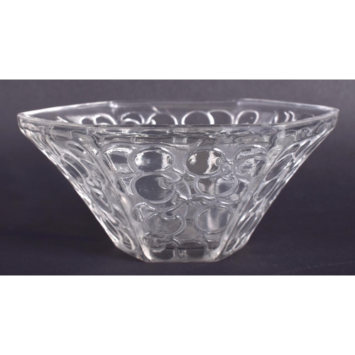 2 - A RARE ART DECO FRENCH LALIQUE GLASS BOWL C1923 decorated with the Raisins six pans pattern. 12 cm w... 
