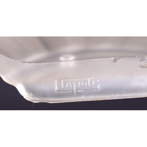 20 - A STYLISH SET OF THREE ART DECO GLASS WALL PLAQUE by Verrerie Des Hanots,  of highly stylised form. ... 