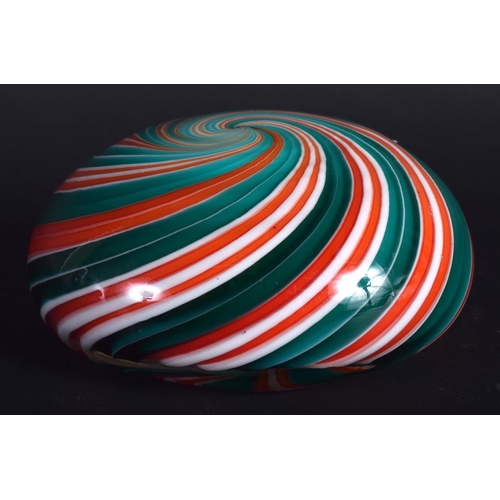 21 - A LARGE STYLISH STRAWBERRY & CREAM GLASS SWIRL PAPERWEIGHT. 9.5 cm diameter.