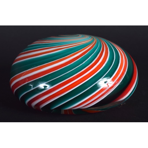 21 - A LARGE STYLISH STRAWBERRY & CREAM GLASS SWIRL PAPERWEIGHT. 9.5 cm diameter.