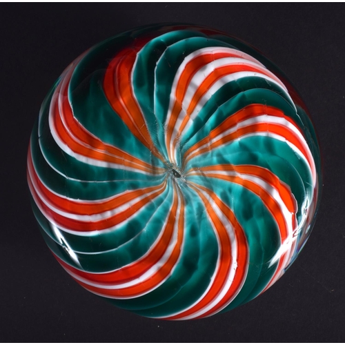 21 - A LARGE STYLISH STRAWBERRY & CREAM GLASS SWIRL PAPERWEIGHT. 9.5 cm diameter.