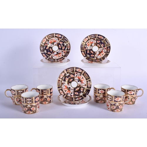 210 - Royal Crown Derby set of six coffee cans and saucers date code for 1929. Saucer 11 cm wide. (qty)