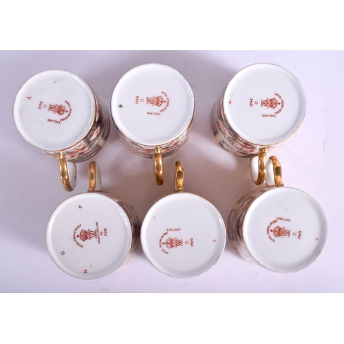 210 - Royal Crown Derby set of six coffee cans and saucers date code for 1929. Saucer 11 cm wide. (qty)