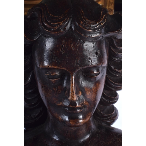 227 - AN 18TH/19TH CENTURY CONTINENTAL CARVED OAK FIGURE possibly a figure head from a ship. 75 cm x 48 cm... 
