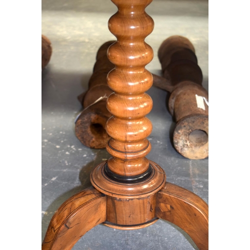 230 - A 19TH CENTURY ITALIAN SORRENTOWARE WALNUT TABLE with fruitwood banding. 59 cm x 62 cm.