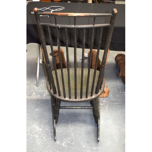 231 - A LOVELY 18TH/19TH CENTURY CONTINENTAL PAINTED WOOD ROCKING CHAIR probably American. 114 cm x 57 cm.