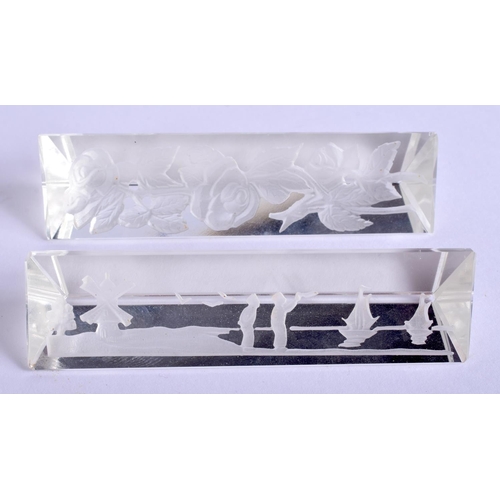 26 - A FINE SET OF TWELVE GLASS KNIFE RESTS possibly Baccarat. 8 cm wide. (12)