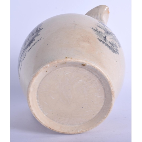 42 - A RARE EARLY 19TH CENTURY STAFFORDSHIRE JUG Stone Henge & Salisbury interest. 15 cm x 15 cm.