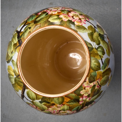 50 - A LARGE 19TH CENTURY CONTINENTAL POTTERY FLOOR STANDING VASE AND COVER probably Minton or Burmantoft... 