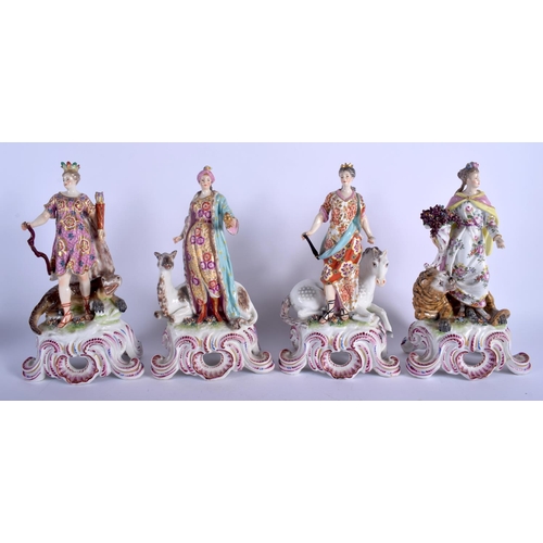 73 - A RARE SET OF FOUR SAMSONS OF PARIS 19TH PORCELAIN ALLERGORICAL FIGURES Chelsea Derby style, possibl... 
