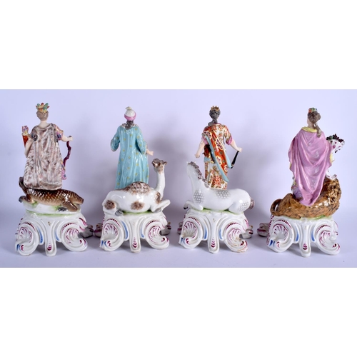 73 - A RARE SET OF FOUR SAMSONS OF PARIS 19TH PORCELAIN ALLERGORICAL FIGURES Chelsea Derby style, possibl... 