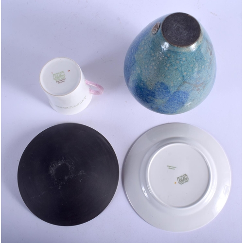 96 - AN UNUSUAL CONTEMPORARY STYLISH PORCELAIN BOWL together with a vase etc. (4)