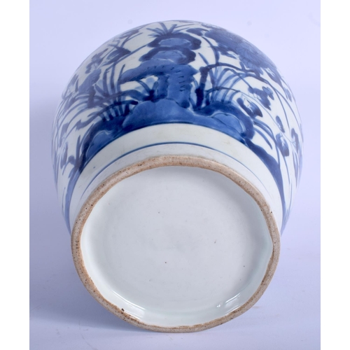 1070 - AN 18TH CENTURY JAPANESE EDO PERIOD ARITA BLUE AND WHITE VASE painted with foliage and vines. 26 cm ... 