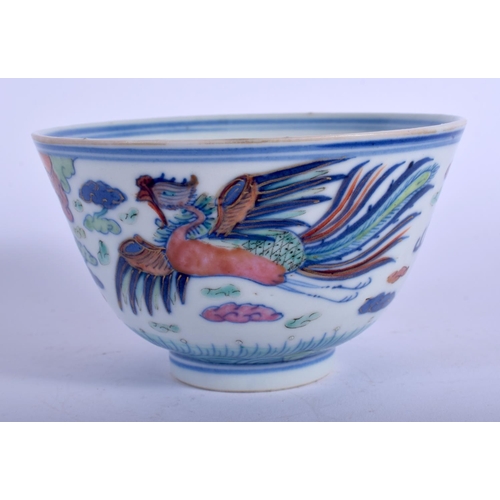 1071 - A 19TH CENTURY CHINESE BLUE AND WHITE DOUCAI PORCELAIN BOWL Guangxu mark and period, painted with dr... 